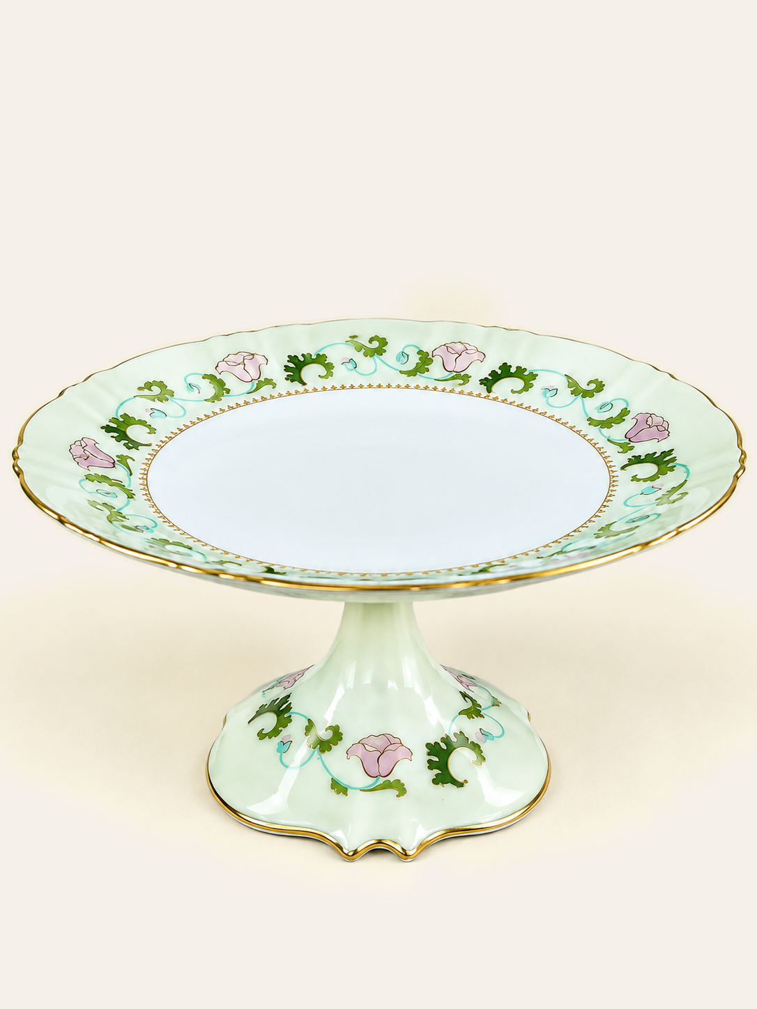 Coupe sur pied à décor vert