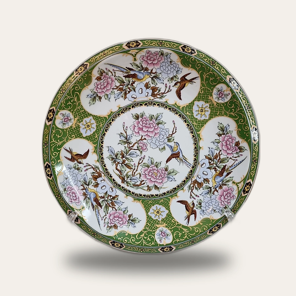 Assiette décorative florale verte
