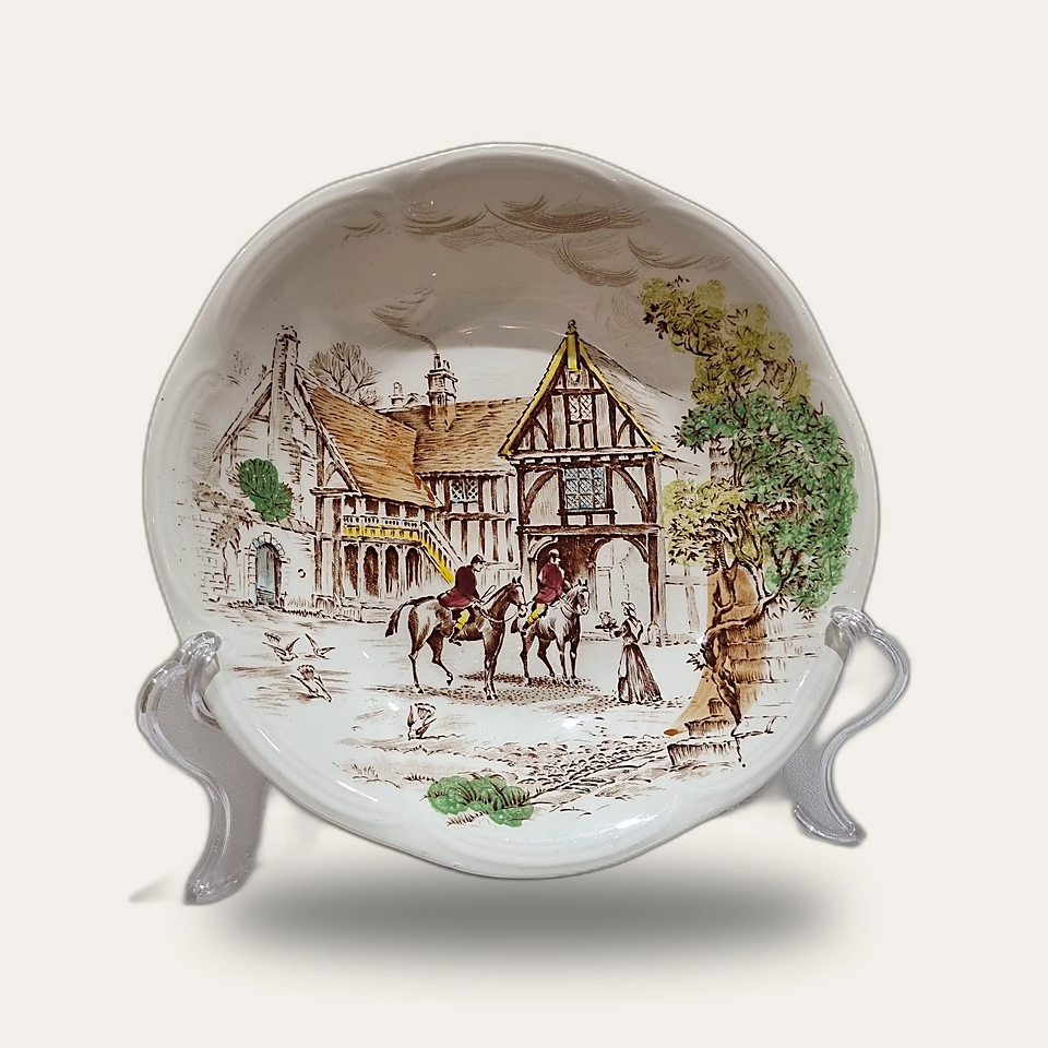Assiette décorée scène champêtre