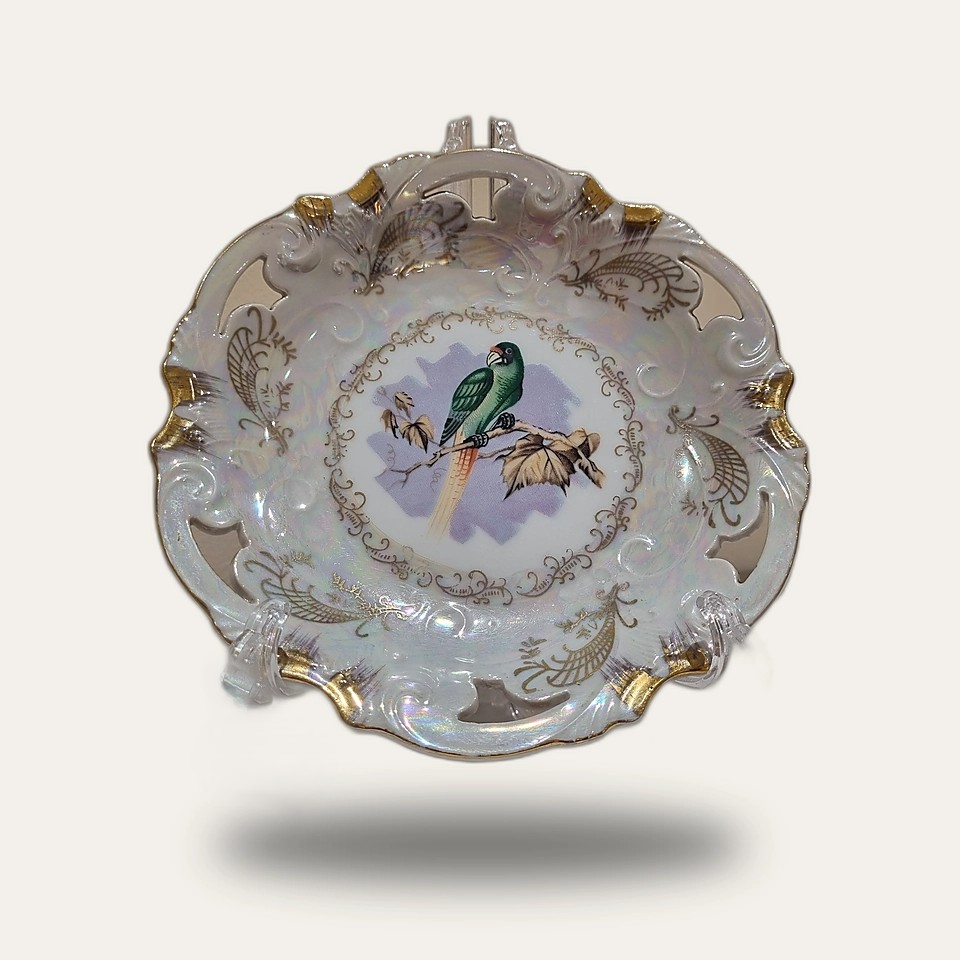 Assiette ancienne décor oiseau