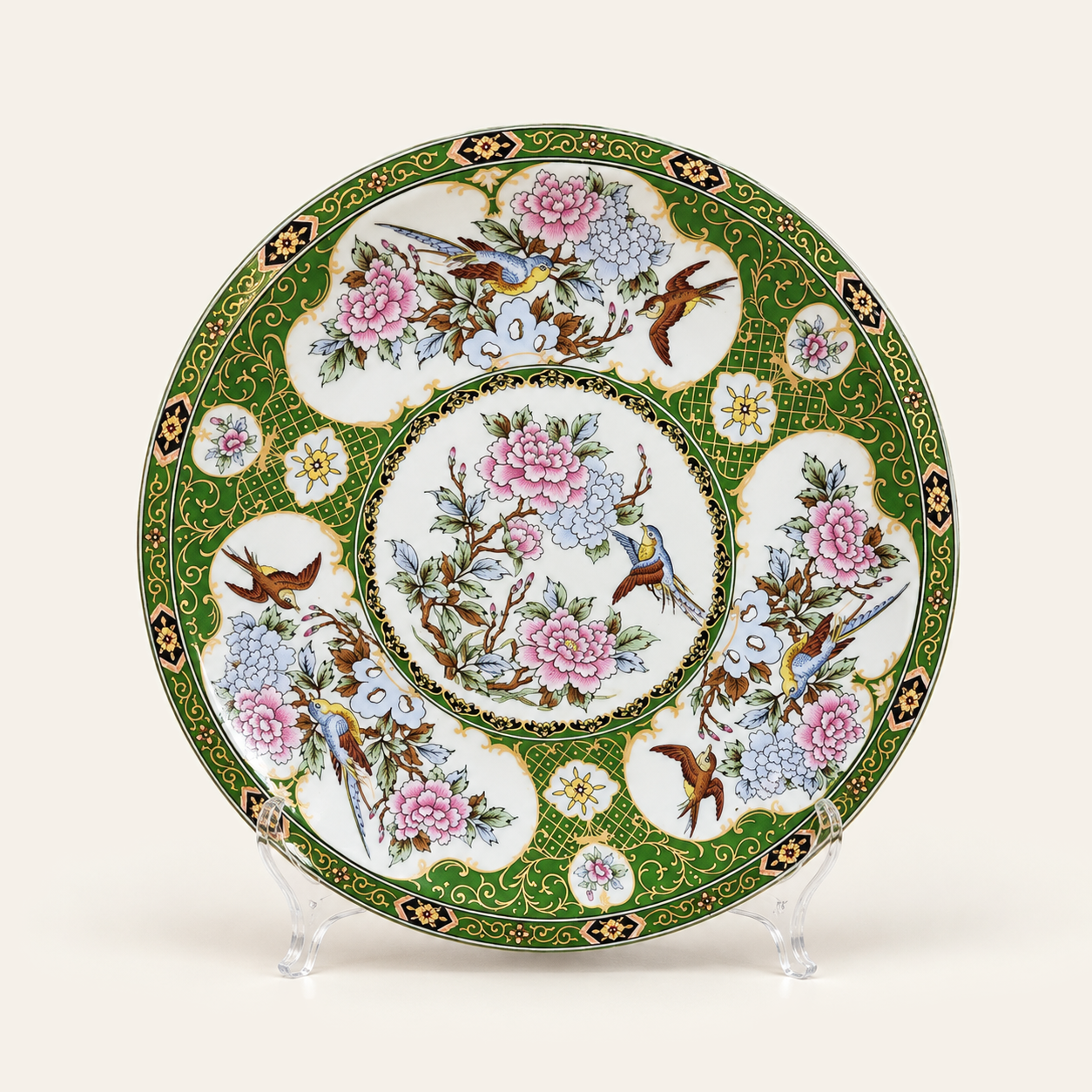 Assiette décorative florale verte