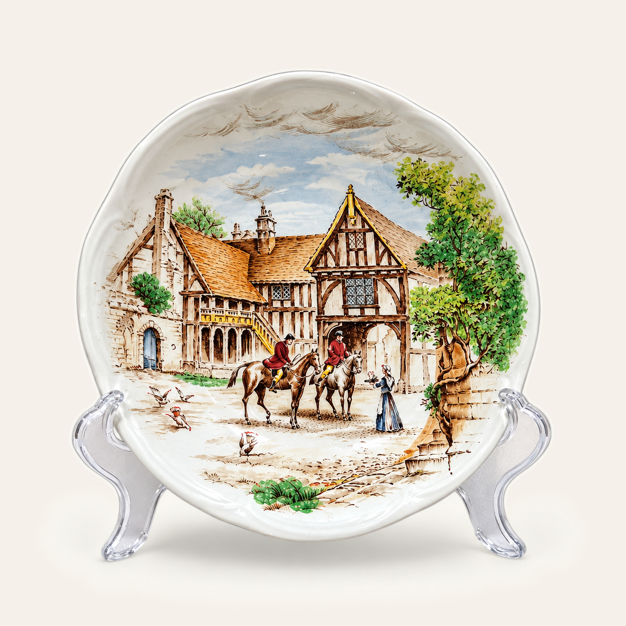 Assiette décorée scène champêtre