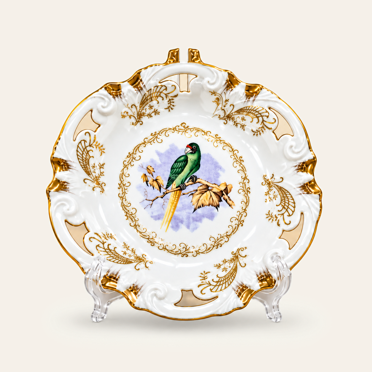 Assiette ancienne décor oiseau